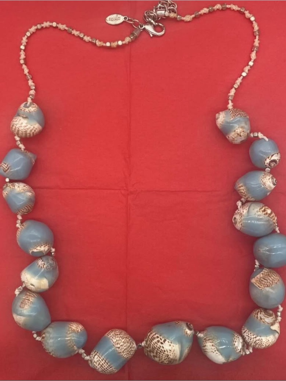 Chico’s Blue Resin & Natural Seashell Beaded Statement Necklace